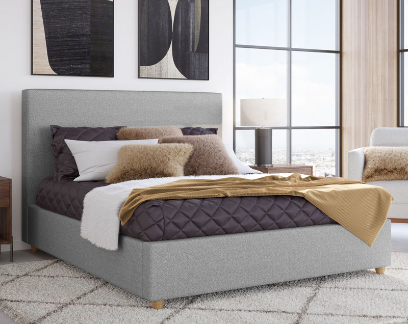 Olivia Queen-Size Upholstered Platform Bed in Pewter (2026)