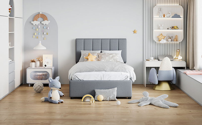 Upholstered Platform Bed With A Hydraulic Storage System - R&R Furniture Gallery (Fountain Valley, CA)