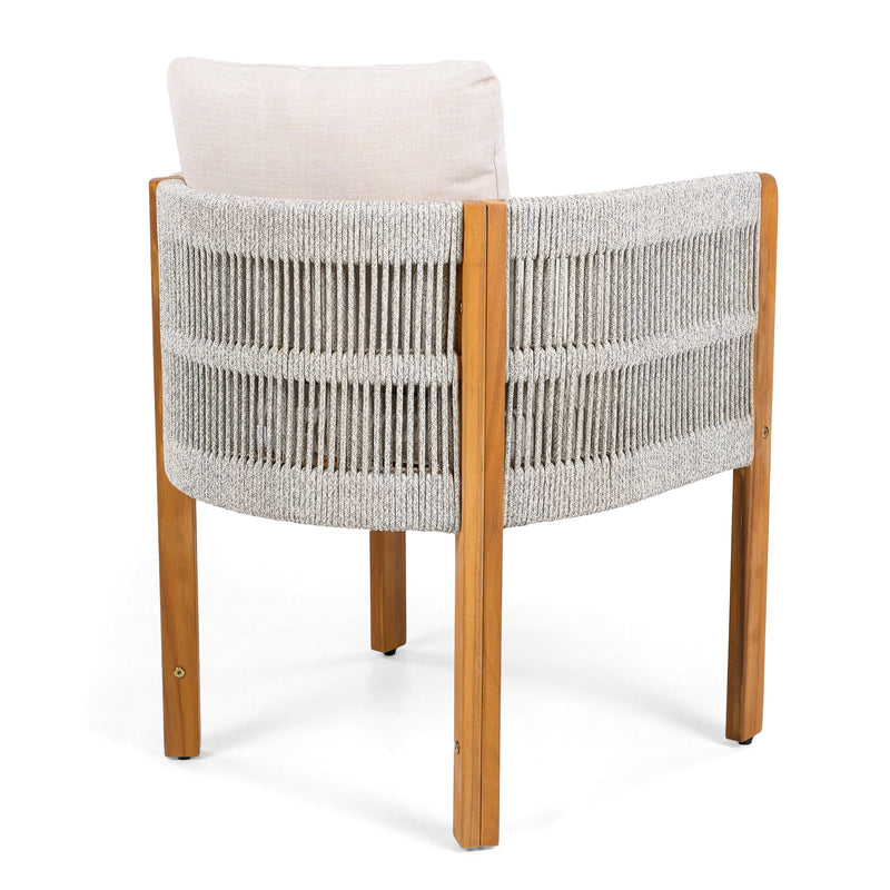 Outdoor Dining Chairs & Rope Handles (Set of 2) - Beige / Teak - R&R Furniture Gallery (Fountain Valley, CA)