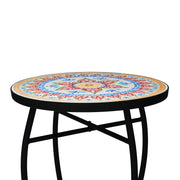 Outdoor Round Side Table With Mosaic Style Top And Curved Iron Legs - R&R Furniture Gallery (Fountain Valley, CA)