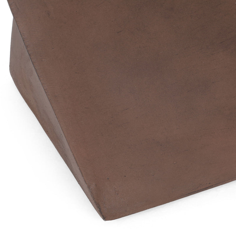 Outdoor lightweight concrete side table in brown by Noble House, showcasing a modern, durable design for outdoor spaces.