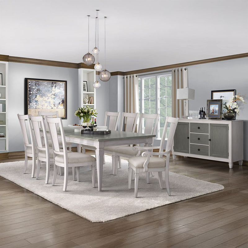 Katia - Arm Chair (Set of 2) - Light Gray Linen & Weathered White - R&R Furniture Gallery (Fountain Valley, CA)