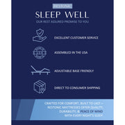 Restonic Comfort Care 9-inch medium hybrid foam mattress with dual-sided design and supportive foam core for comfortable sleep.