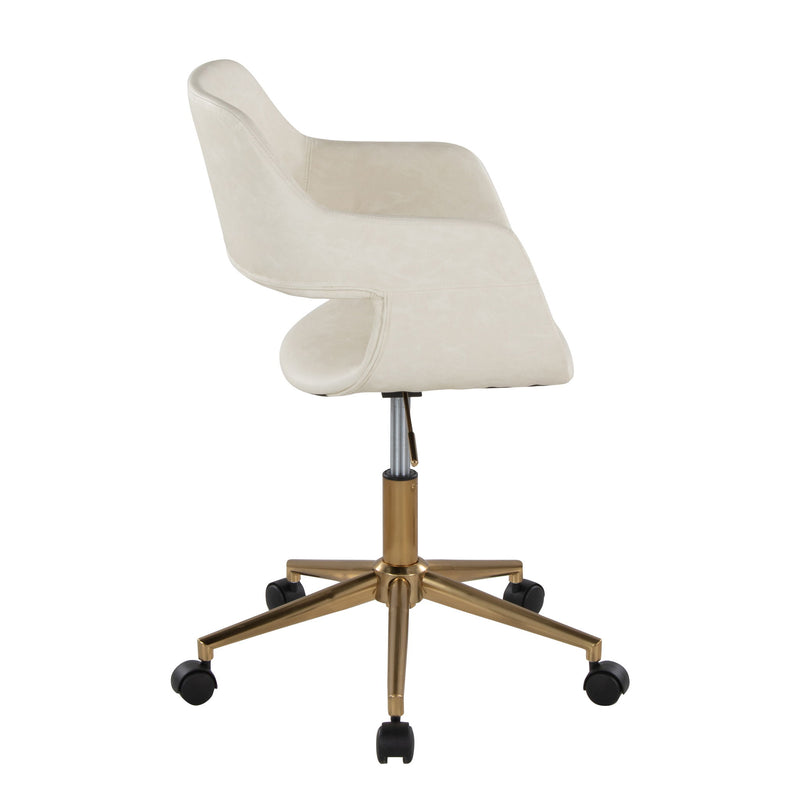 Lumi Source Margarite contemporary desk task chair with a cushioned seat and backrest, black frame, and adjustable height.