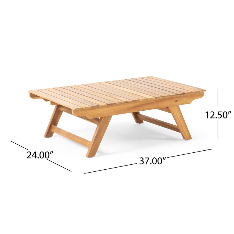 Outdoor Acacia Wood Coffee Table With Open Slat Design - R&R Furniture Gallery (Fountain Valley, CA)