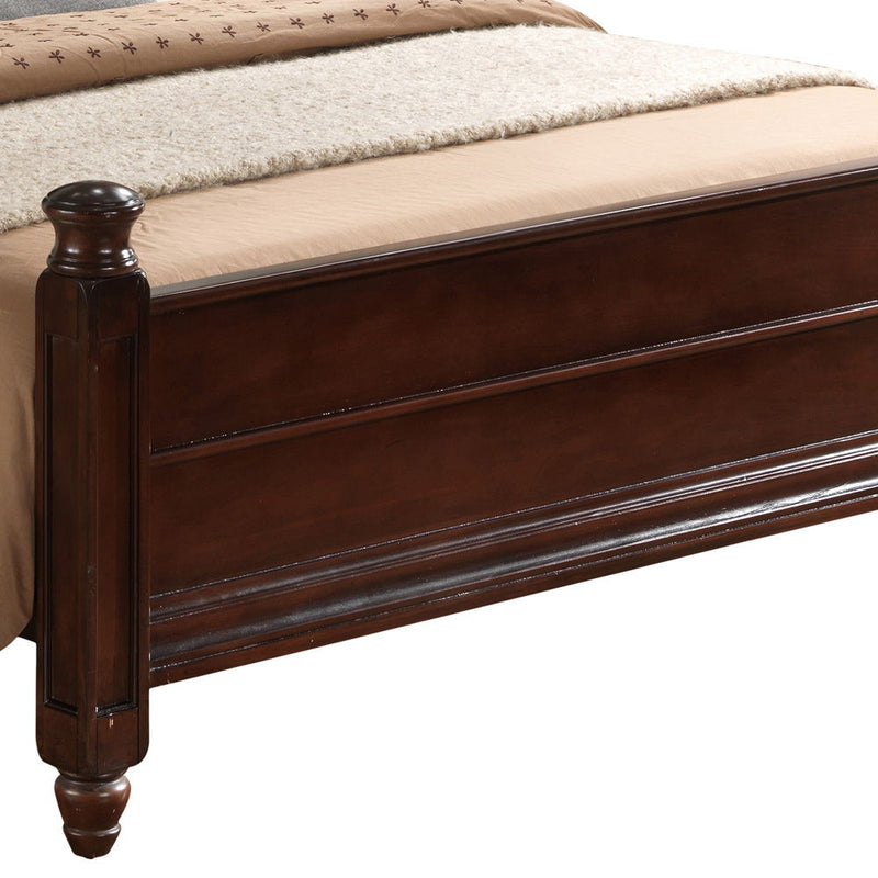Glory Furniture Summit Queen Bed in cappuccino finish with panel design, featuring a wooden frame and headboard.