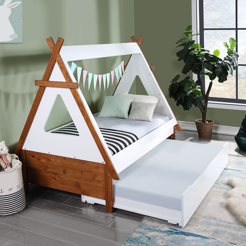 Loreen - Twin Bed - Oak & White - R&R Furniture Gallery (Fountain Valley, CA)