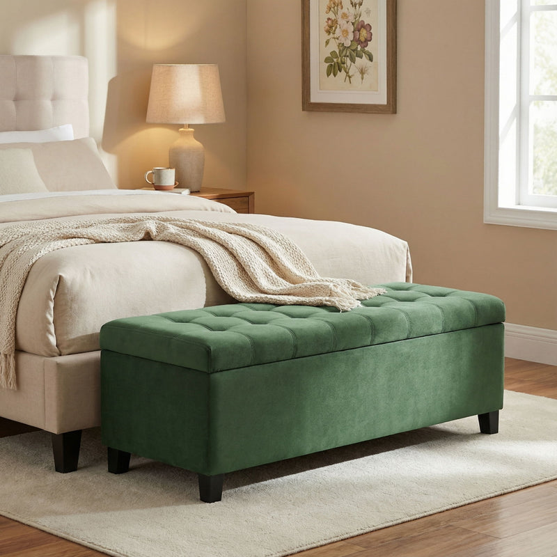 Upholstered Storage Ottoman Bench, Foot Rest For Bedroom - R&R Furniture Gallery (Fountain Valley, CA)