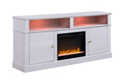 Terra - TV Stand Console With Fireplace - White Walnut - R&R Furniture Gallery (Fountain Valley, CA)
