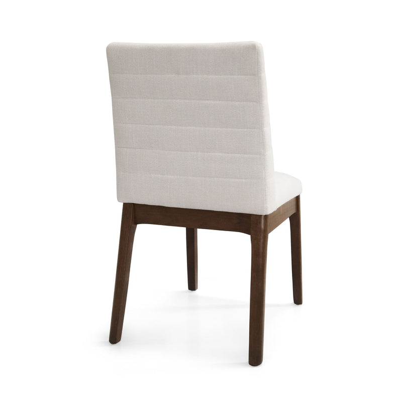 Set of two upholstered dining chairs with rubber legs by Noble House, featuring comfortable fabric seats and modern design.