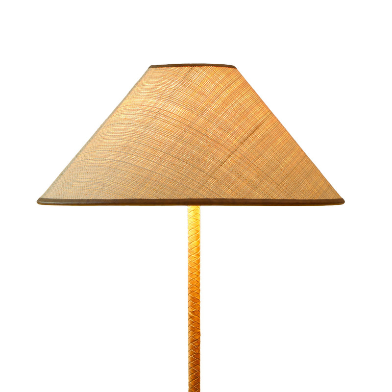 Keria - Vegan Leather and Raffia Designer Floor Lamp - Natural - R&R Furniture Gallery (Fountain Valley, CA)