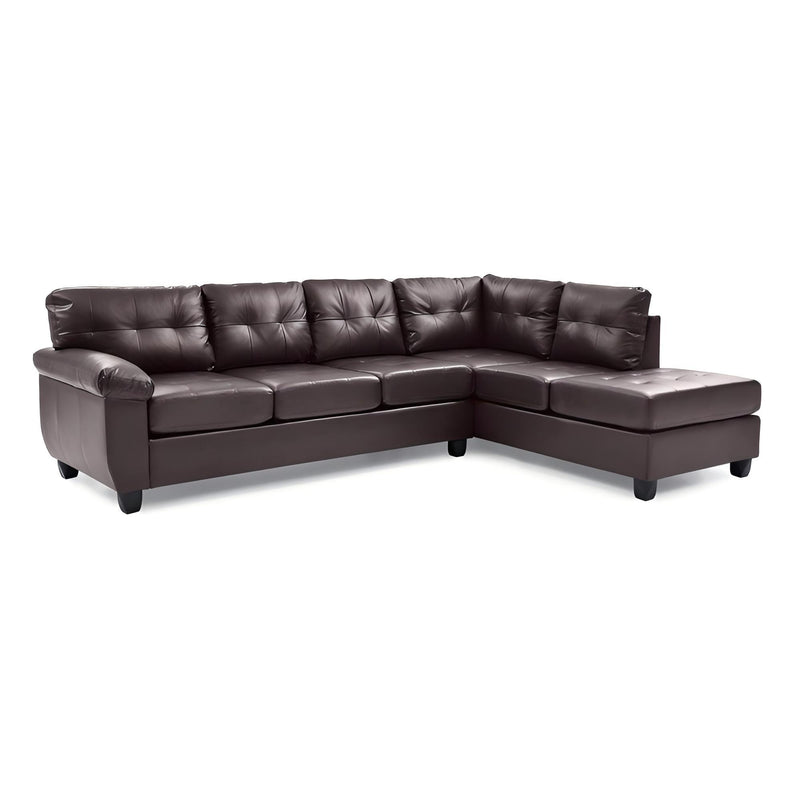 Glory Furniture Gallant stationary sectional sofa with plush fabric and modern design, shown in a living room setting.