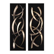 Set of two black metal wall art pieces featuring abstract brushstroke designs by Uttermost, ideal for modern wall decor.