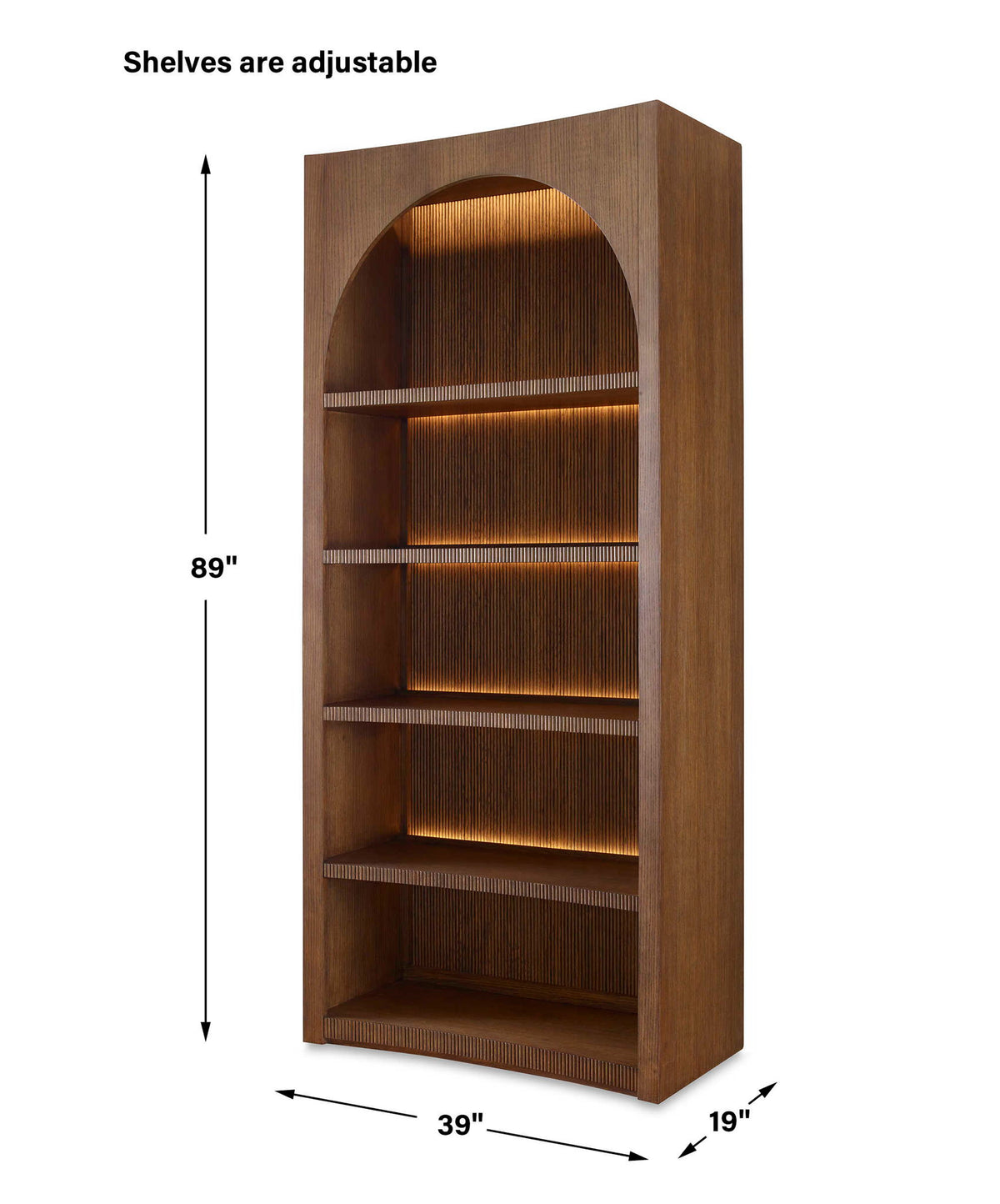 High Light - Lighted Bookcase - Woodtone