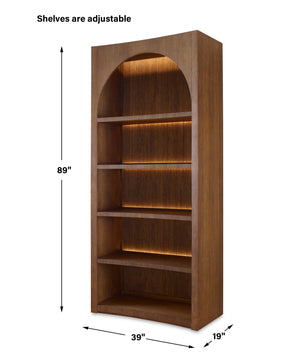 High Light - Lighted Bookcase - Woodtone