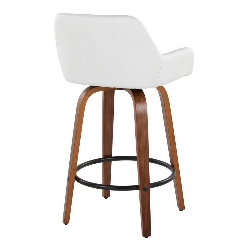 Set of two Lumi Source Daniella contemporary fixed-height counter stools with swivel, round footrest, and sleek design.