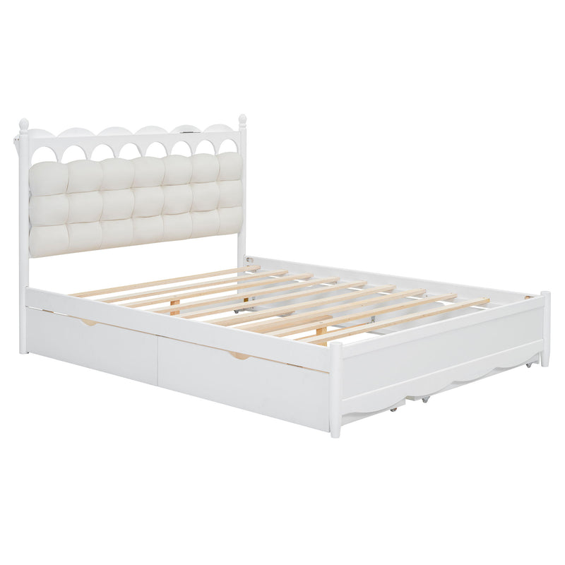 Storage Platform Bed, With 2 Big Drawers, Trundle, One Set Of Sockets & USB Ports - R&R Furniture Gallery (Fountain Valley, CA)