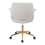 Lumi Source vintage flair mid-century modern desk chair with wooden arms and upholstered seat, ideal for stylish office spaces.