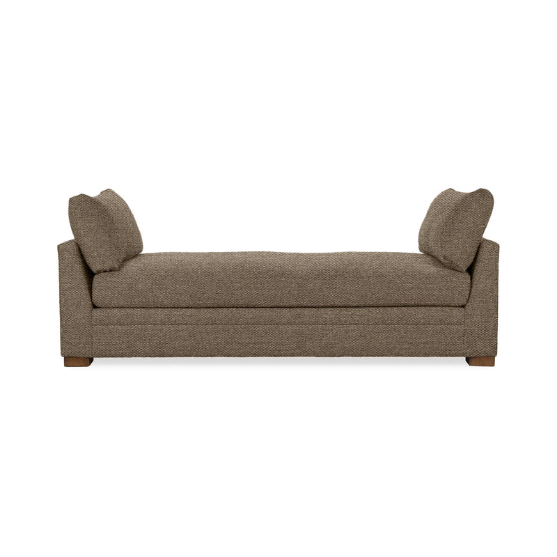 Classic Home Audrey daybed with wooden frame and plush white mattress, styled with decorative pillows and cozy bedding.