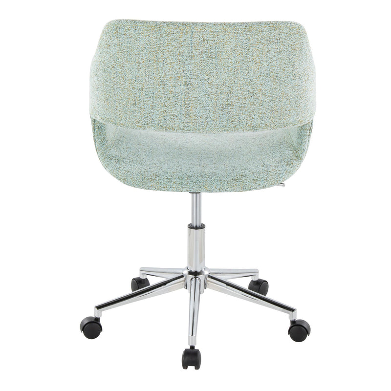Lumi Source Margarite contemporary office task chair with black fabric upholstery and adjustable armrests, suitable for desk use.