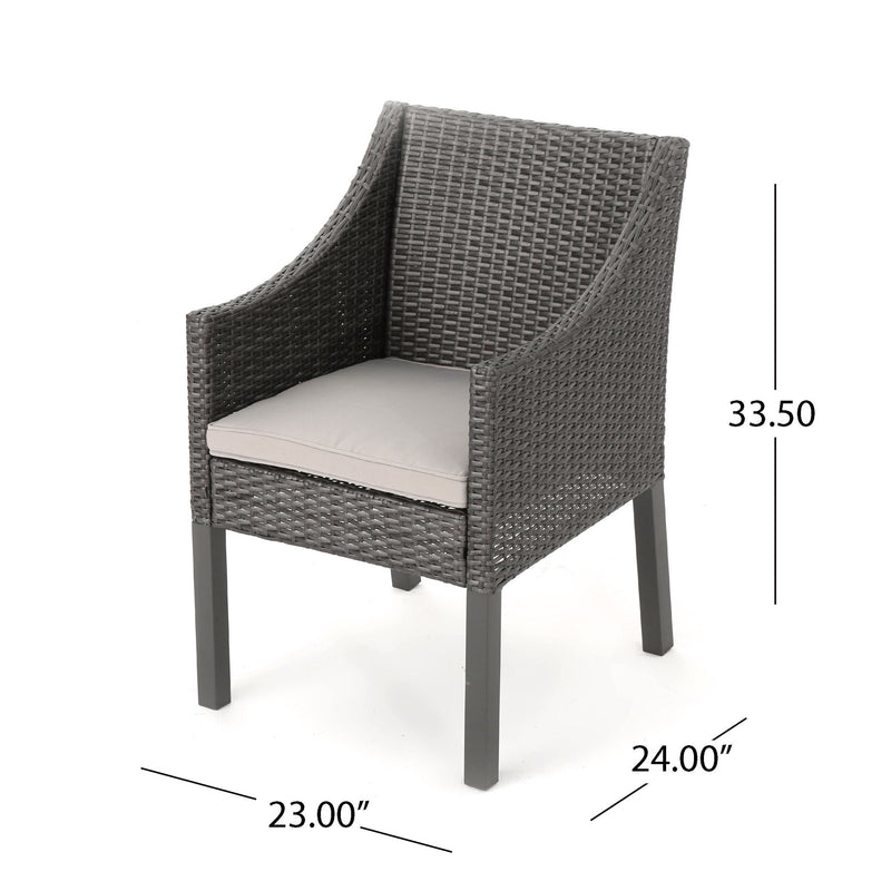 Outdoor Rattan Dining Chair With Straight Legs And Sloped Arms (Sey of 2) - R&R Furniture Gallery (Fountain Valley, CA)