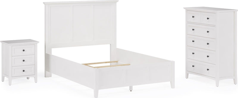 Grace Three Drawer Nightstand in Snowfall White
