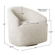 Cream upholstered JLA swivel chair with 360-degree rotation and cushioned seat, modern design for home or office use.