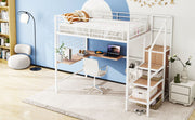 Loft Bed With Desk And Grid, Stylish Frame With Lateral Storage Ladder And Wardrobe - R&R Furniture Gallery (Fountain Valley, CA)
