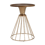 Hollow - Edge Retro Art Pine Side Table With Antique And Natural Color, Iron And Pine Construction - Antique Gold / Natural - R&R Furniture Gallery (Fountain Valley, CA)