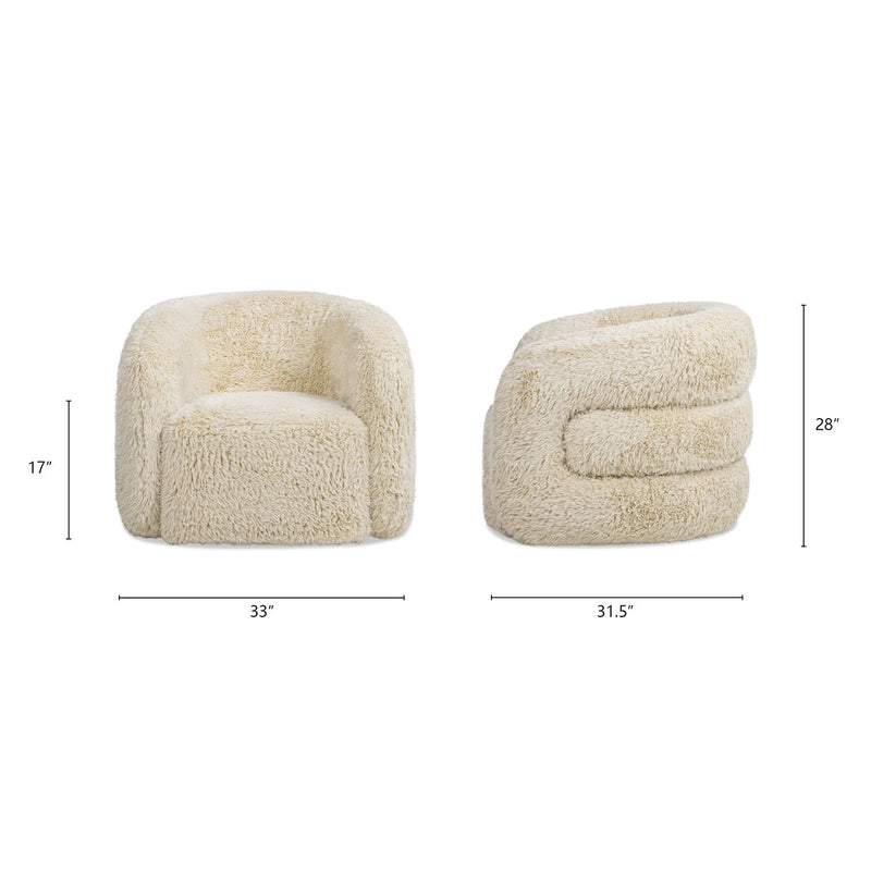 Colt - Fur Swivel Upholstered Barrel Accent Arm Chair - Cream Beige - R&R Furniture Gallery (Fountain Valley, CA)