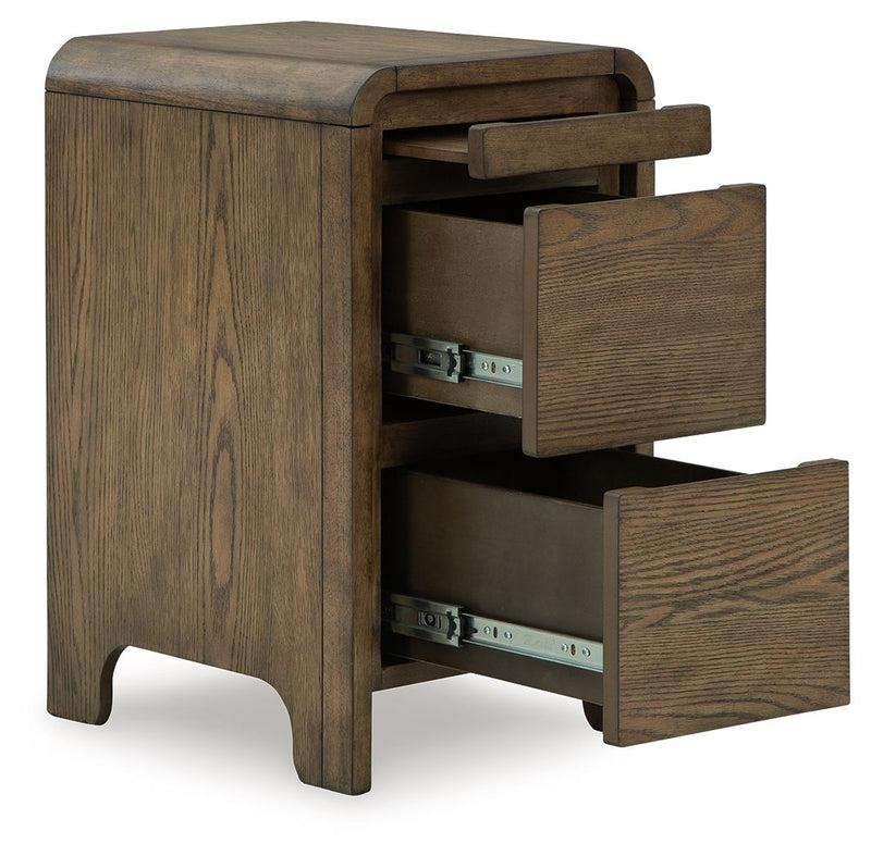 Brown Jensworth accent table from Signature Design by Ashley® featuring a sleek, modern design with a smooth surface.