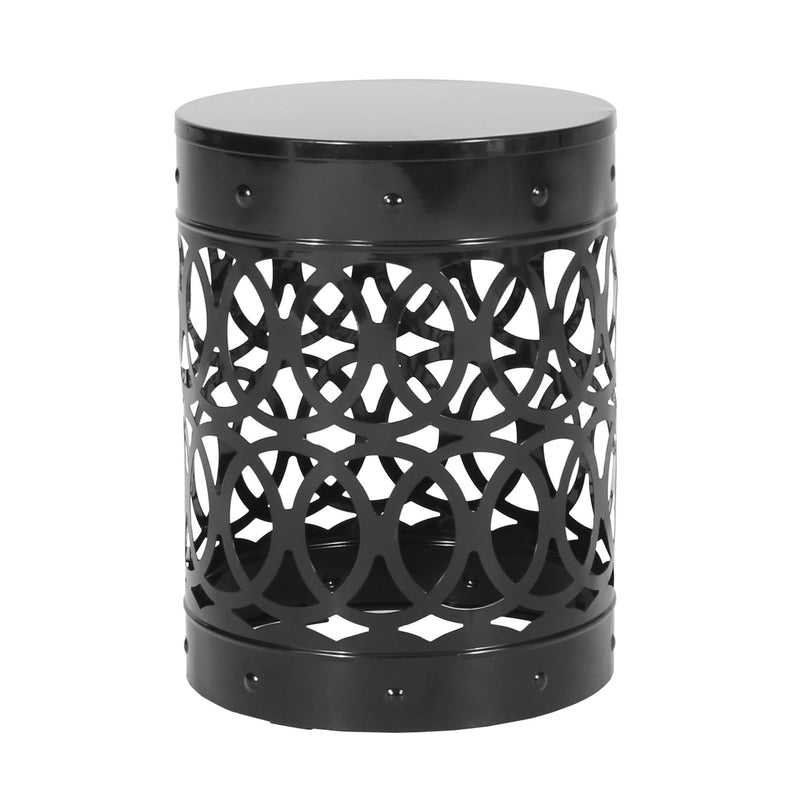 Modern outdoor metal end table by Noble House with a sleek design, featuring a sturdy metal frame and spacious top surface.