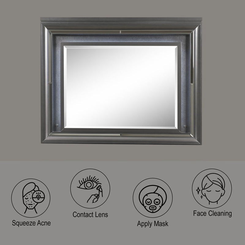 Sawyer - Mirror With LED - Metallic Gray - R&R Furniture Gallery (Fountain Valley, CA)