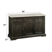 Nolan - Server - White Marble Top & Salvage Dark Oak - R&R Furniture Gallery (Fountain Valley, CA)