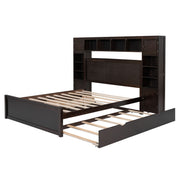 DreamHaus cabinet bed with integrated shelf, storage cabinet, sockets, and twin long trundle for space-saving bedroom comfort.