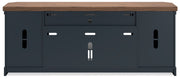 Landocken - XL TV Stand W/Fireplace Option - Brown / Blue - R&R Furniture Gallery (Fountain Valley, CA)
