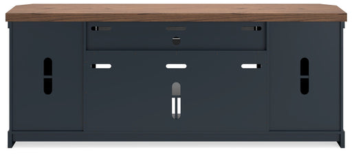 Landocken - XL TV Stand W/Fireplace Option - Brown / Blue - R&R Furniture Gallery (Fountain Valley, CA)
