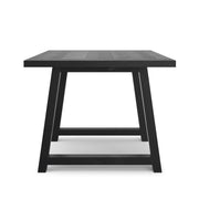 Simpli-Home Whitley dining table with wooden surface and sturdy legs, ideal for modern dining room settings.