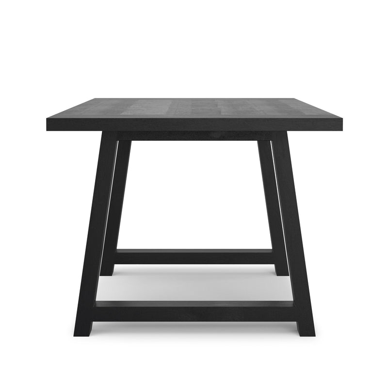 Simpli-Home Whitley dining table with wooden surface and sturdy legs, ideal for modern dining room settings.