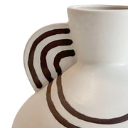 Earthenware - Line Art Wide-Bodied Vase - Cream - R&R Furniture Gallery (Fountain Valley, CA)