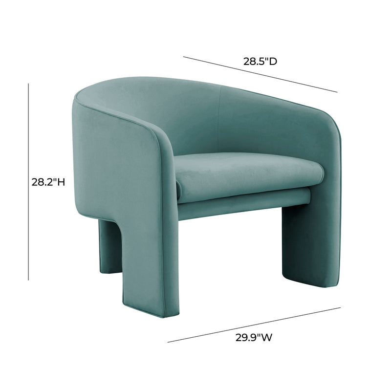 TOV Furniture Marla velvet accent arm chair with plush upholstery and sleek modern design, shown in a stylish living room setting.