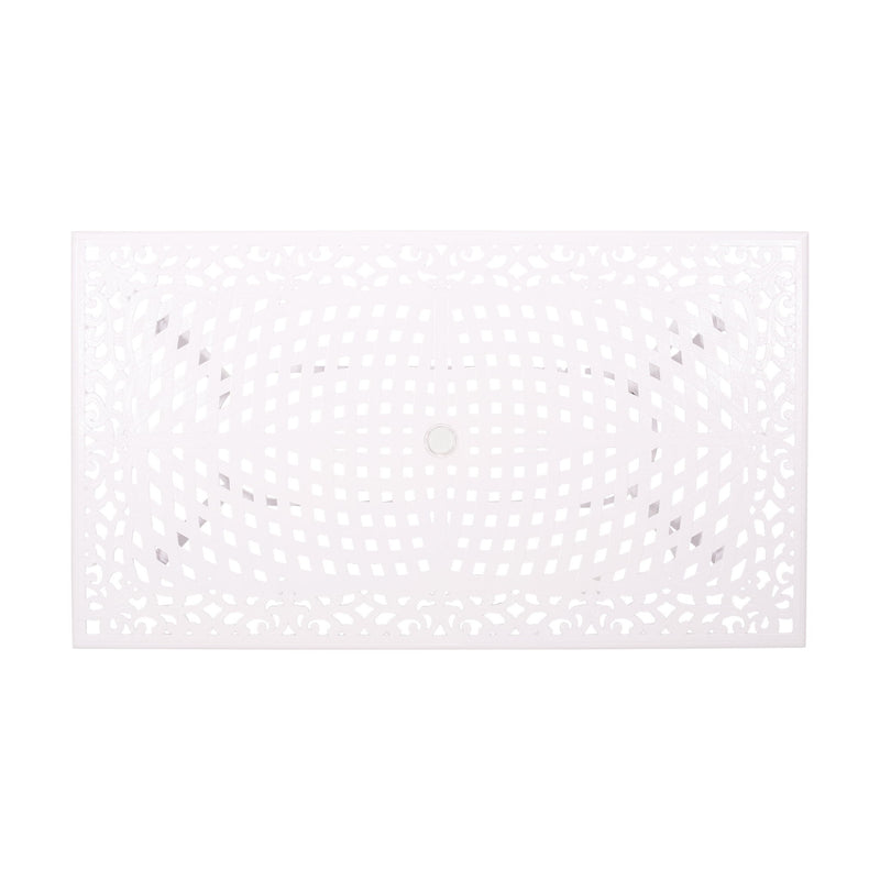Celestine - Outdoor Cast Aluminum Dining Table With Floral Lattice Design And Umbrella Holder - R&R Furniture Gallery (Fountain Valley, CA)