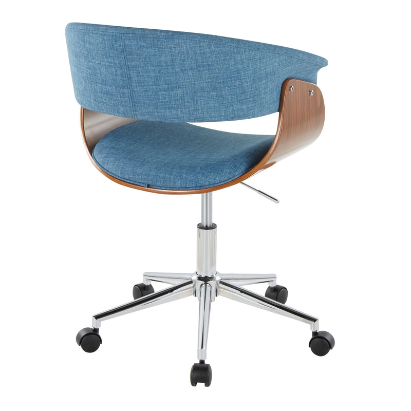 Lumi Source vintage mid-century modern office desk chair with wooden armrests and a cushioned seat, stylish and ergonomic design.