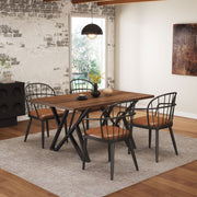 Industrial Style Indoor Dining Table With Metal Legs - Walnut / Black - R&R Furniture Gallery (Fountain Valley, CA)