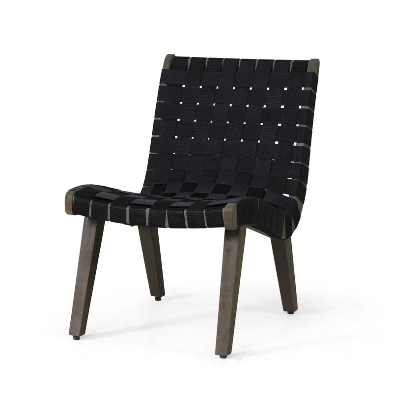 Lounge Chair With Stunning Rope Weave Design, (Set of 2) - Black