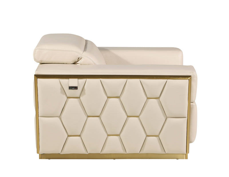 1111 - Leather Chair - Beige - R&R Furniture Gallery (Fountain Valley, CA)