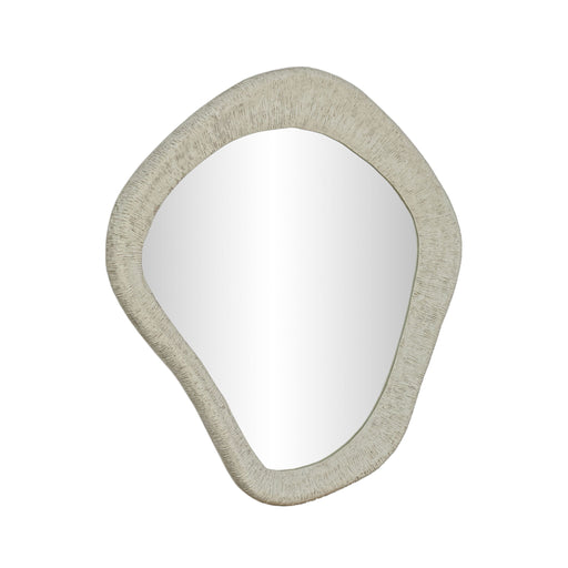 TOV Furniture Orpheus 35x31-inch ribbed wall mirror with faux stone frame, modern decorative wall mirror design.