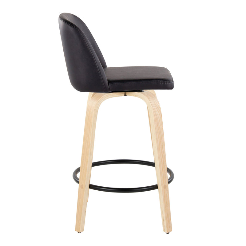 Toriano - Contemporary Modern Fixed Height Counter Stool Swivel With Round Footrest (Set of 2) - R&R Furniture Gallery (Fountain Valley, CA)