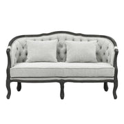 Samael - Loveseat With 2 Pillows - Gray Linen & Dark Brown - R&R Furniture Gallery (Fountain Valley, CA)