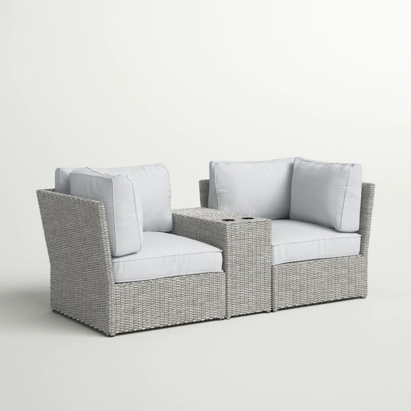 Outdoor Wicker Loveseat With Cushions - R&R Furniture Gallery (Fountain Valley, CA)